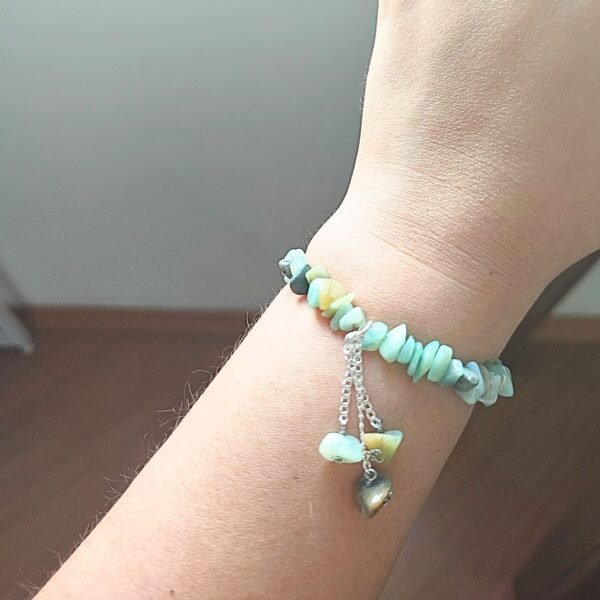 Pulseira cascalho amazonita verde